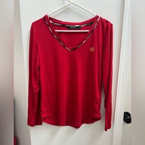 Lauren Ralph Lauren Women’s Red V-Neck Long Sleeve Size M